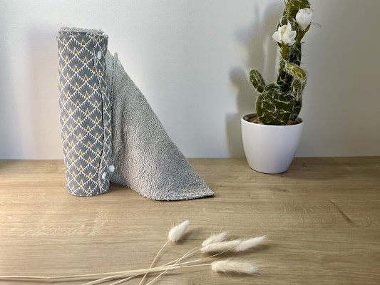 rouleau d'essuis tout lavable, tissu en coton et éponge